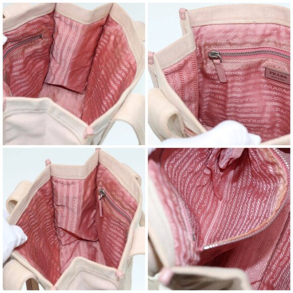 PRADA Hand Bag Canvas Pink Silver Auth - Picture 15 of 16